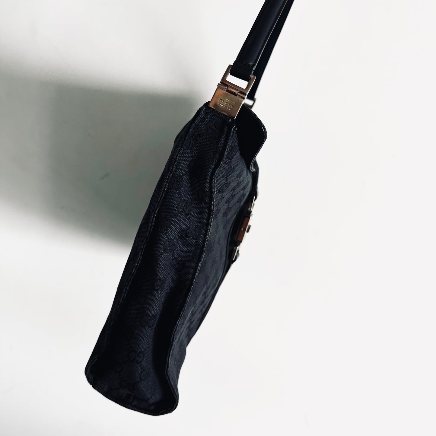 Gucci Jackie Black GG Monogram Logo Hobo Vintage Shoulder Tote Bag