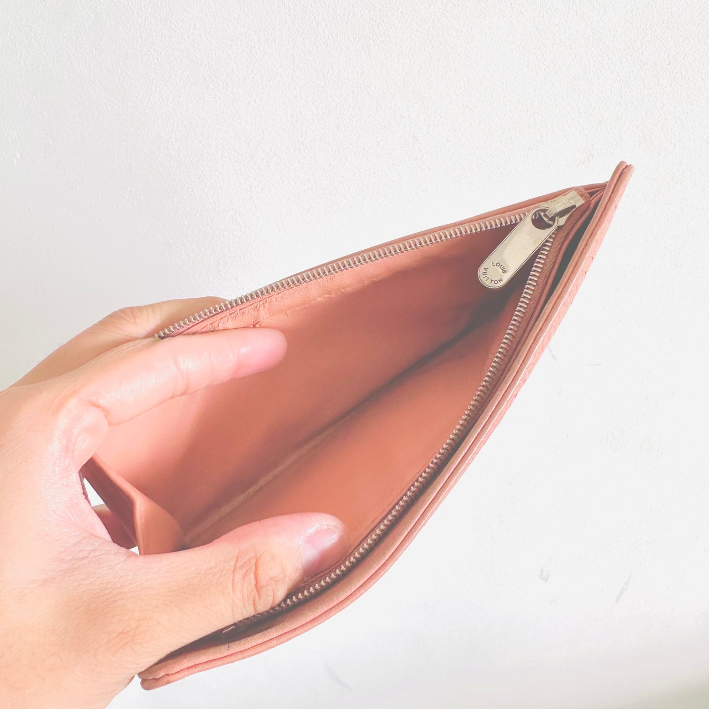 Louis Vuitton LV Mahina Amelia Rose Blush Pink Monogram Logo Leather Flap Long Wallet