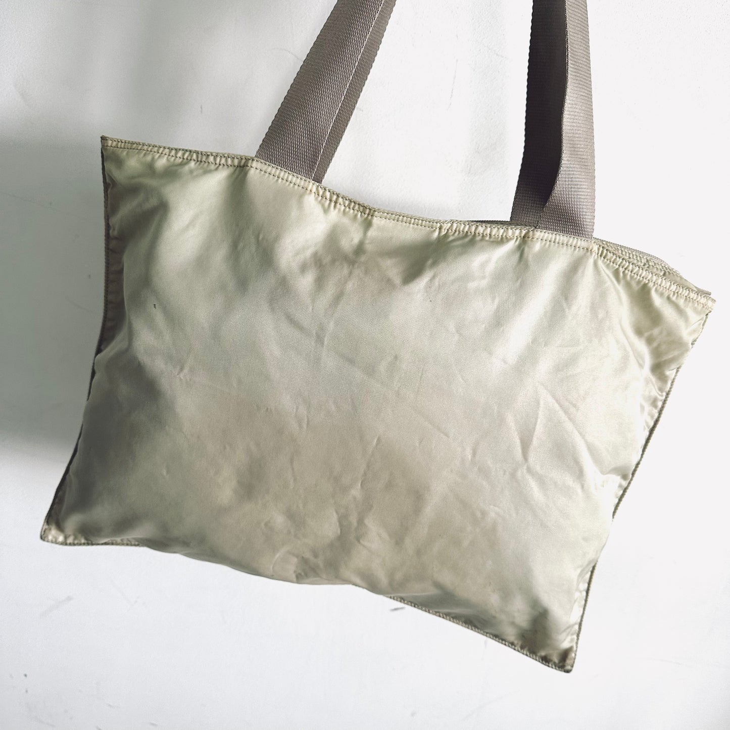 Prada Cream White Vela Classic Logo Wide Shopper Shoulder Tote Bag