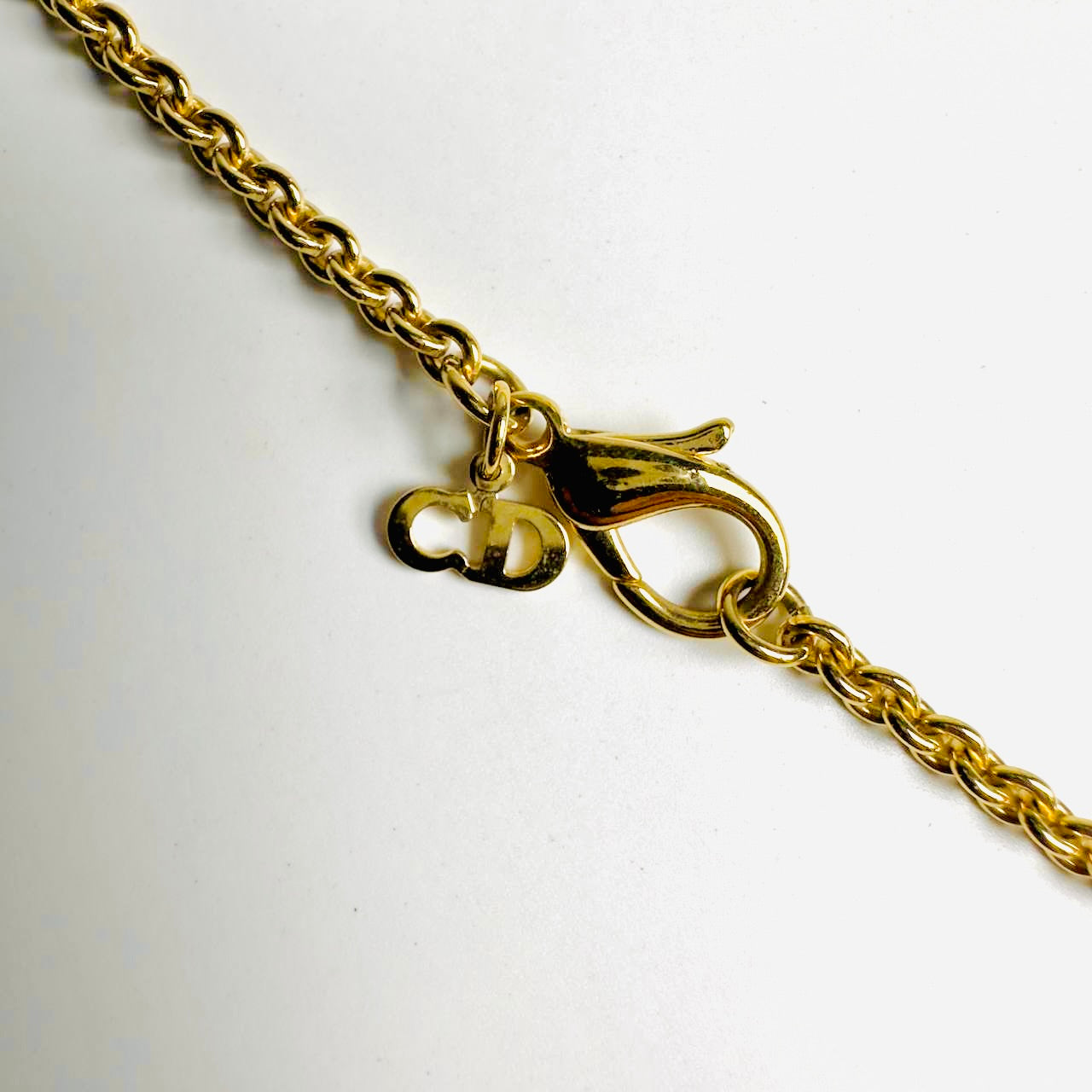 Christian Dior CD Giant Gold & Crystals Monogram Logo Charms Vintage Pendant Necklace