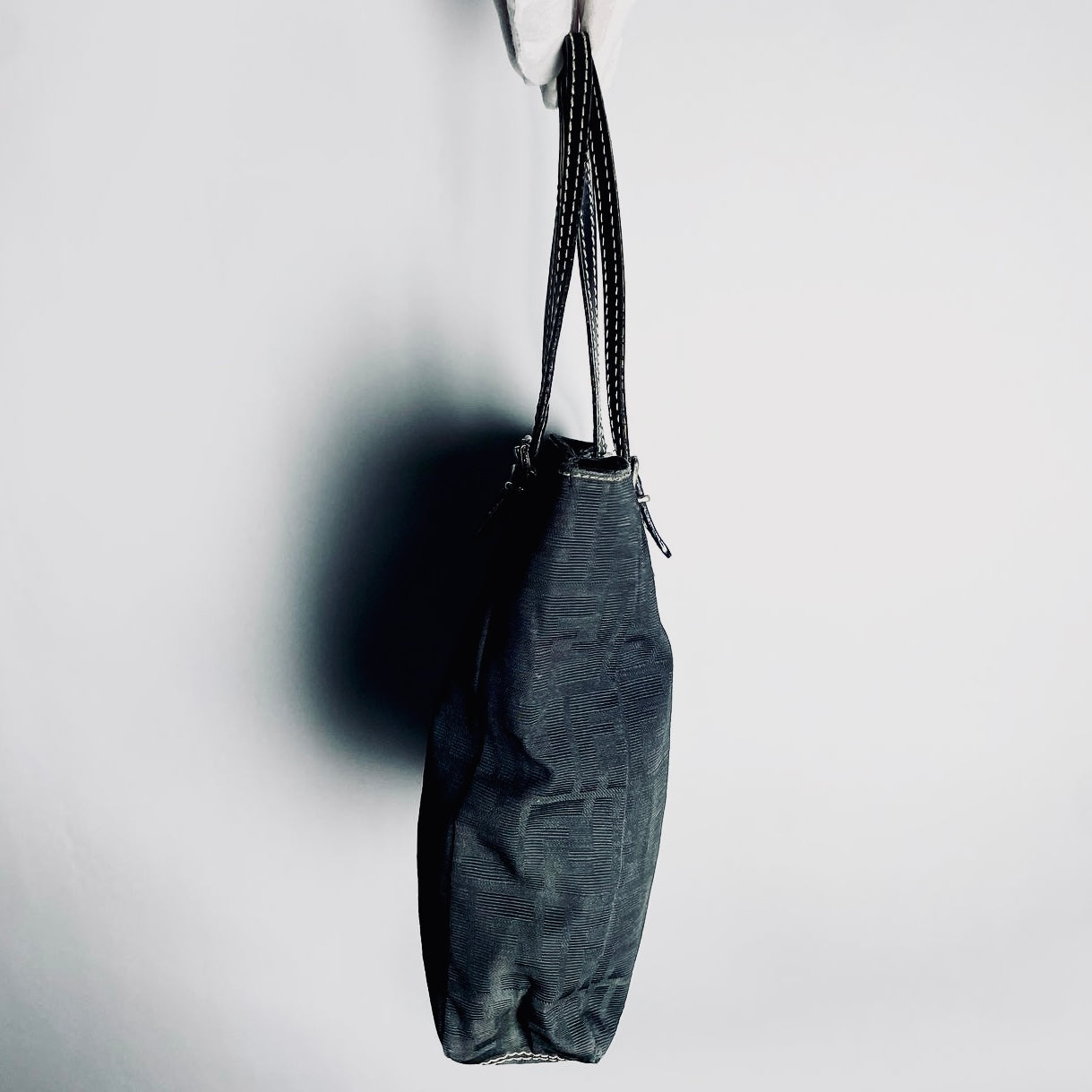 Fendi Black Zucca FF Monogram Logo Shopper Shoulder Tote Bag