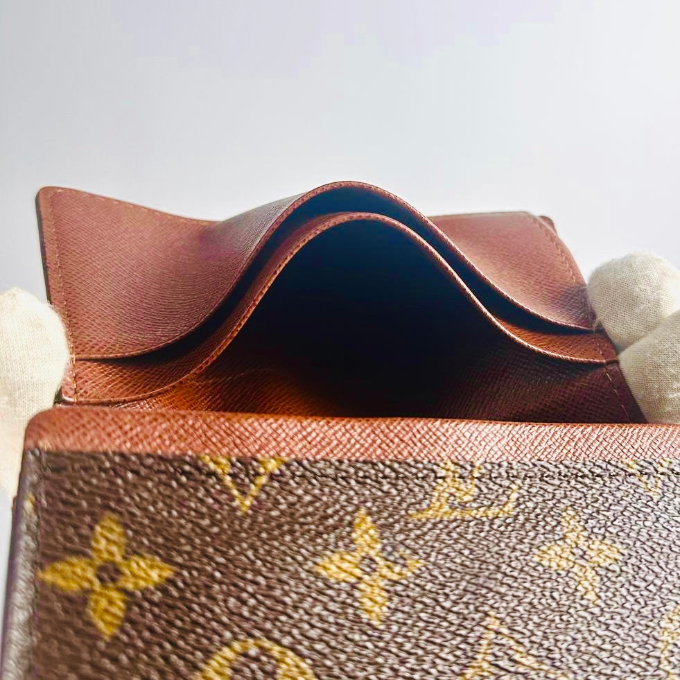 Louis Vuitton LV Monogram Logo GHW Porte Monnaie Tresor Flap Compact Wallet