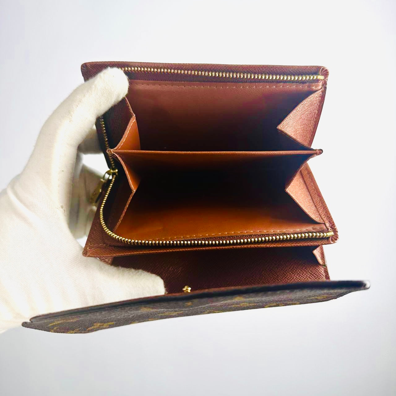 Louis Vuitton LV Monogram Logo GHW Porte Monnaie Tresor Flap Compact Wallet