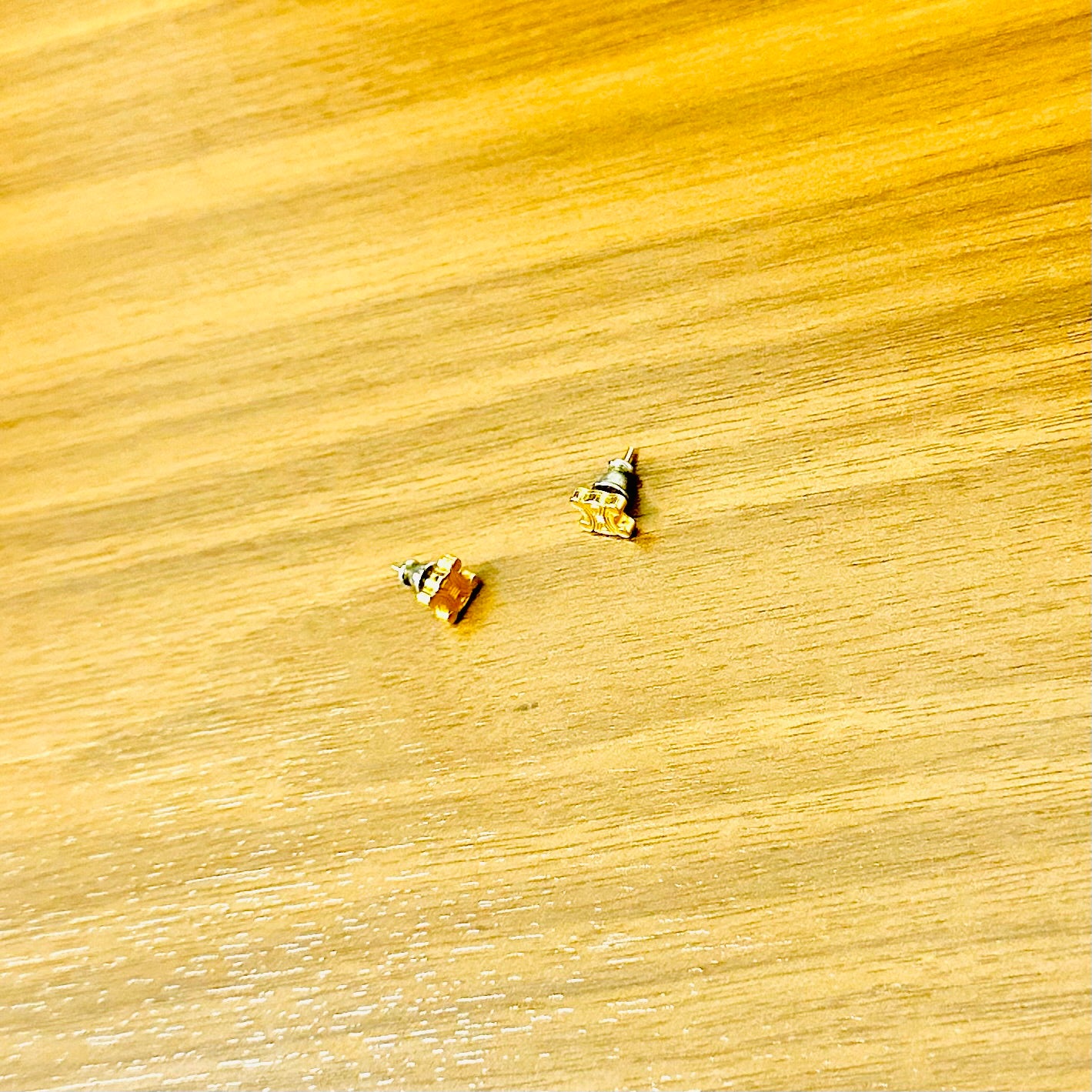 Celine Triomphe Gold Monogram Logo Vintage Classic Stud Earrings