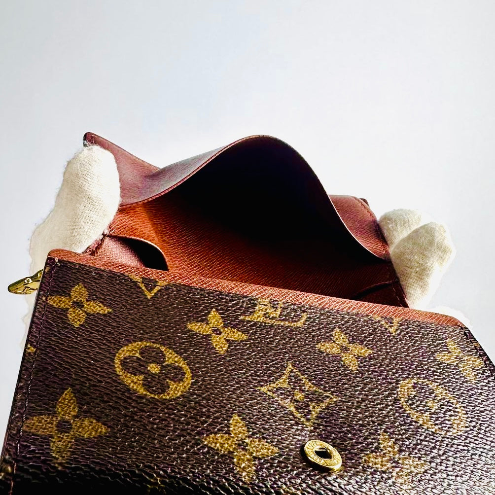 Louis Vuitton LV Monogram Logo GHW Porte Monnaie Tresor Compact Flap Wallet