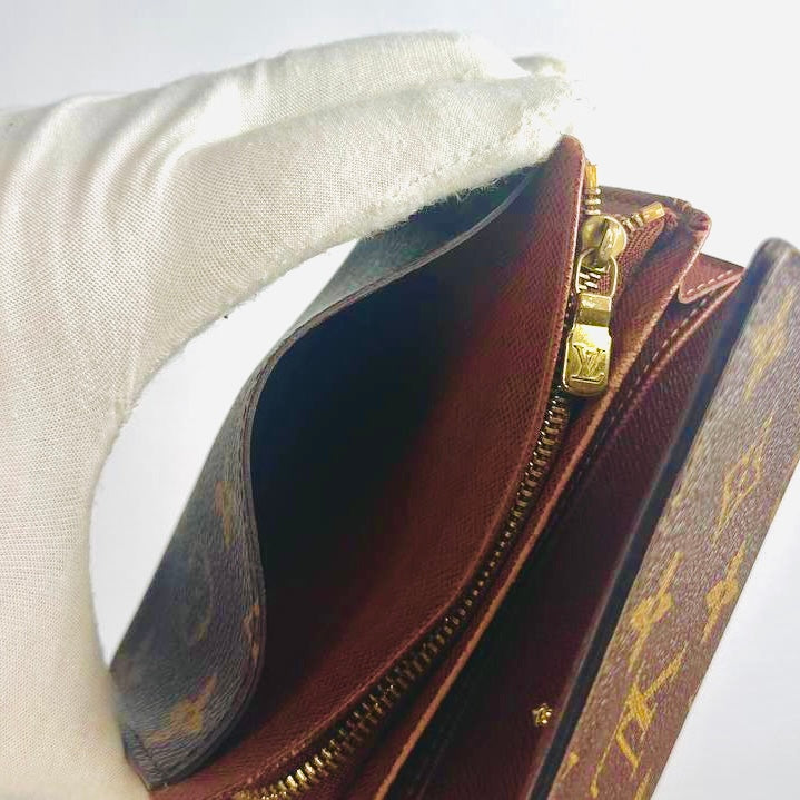 Louis Vuitton LV Monogram Logo GHW Porte Monnaie Tresor Compact Flap Wallet