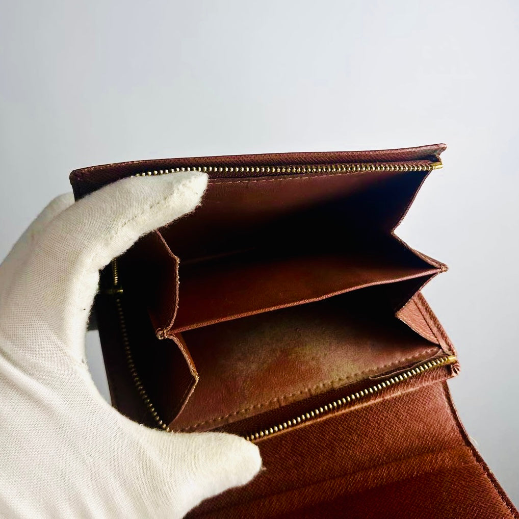 Louis Vuitton LV Monogram Logo GHW Porte Monnaie Tresor Compact Flap Wallet