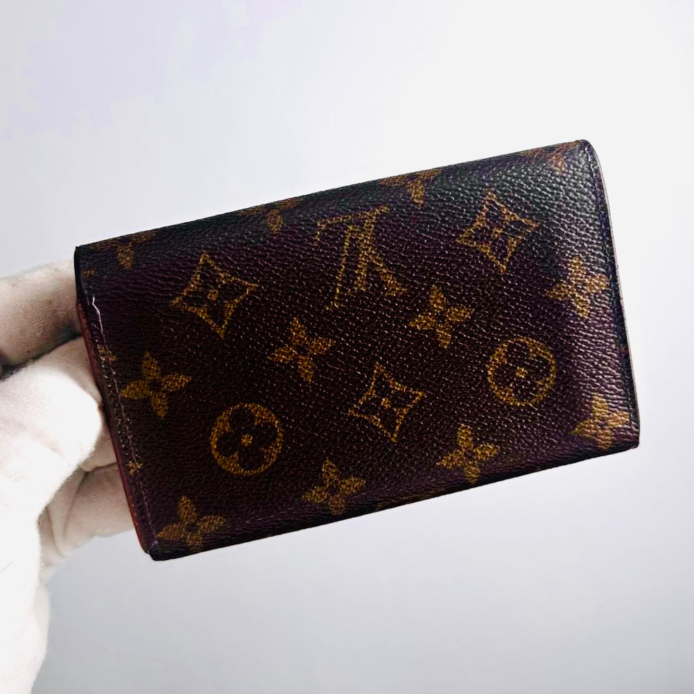 Louis Vuitton LV Monogram Logo GHW Porte Monnaie Tresor Flap Compact Bifold Wallet