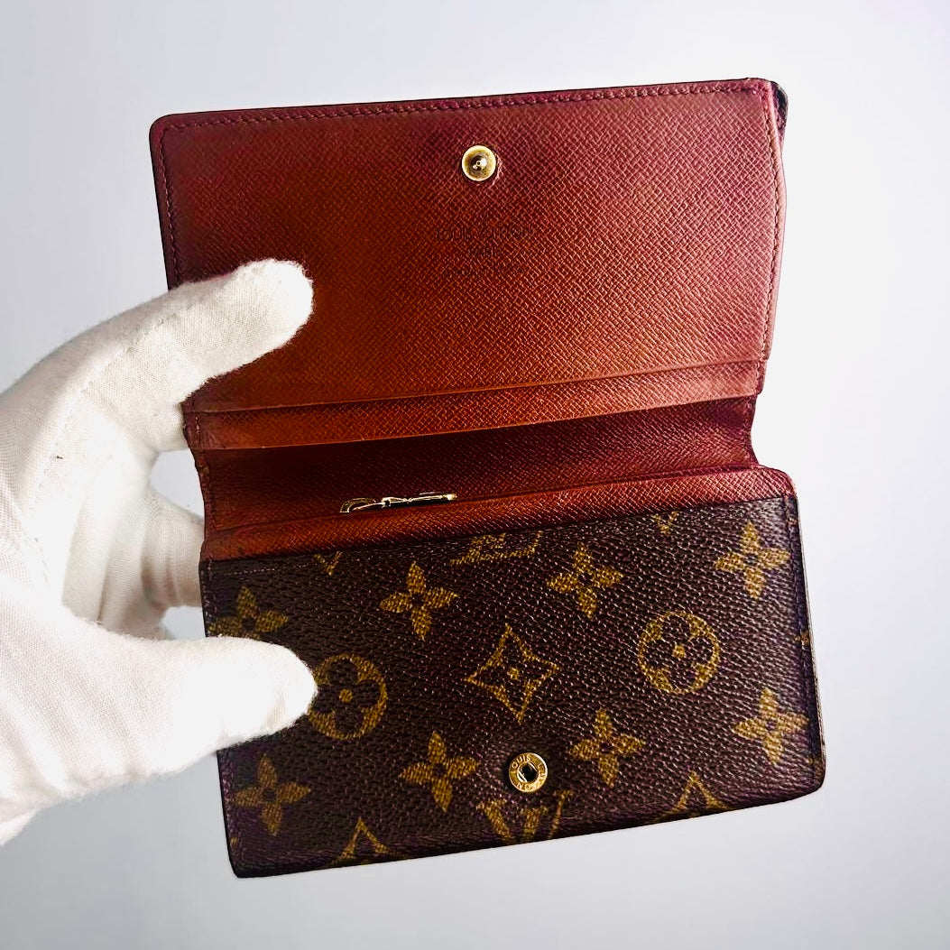 Louis Vuitton LV Monogram Logo GHW Porte Monnaie Tresor Flap Compact Bifold Wallet