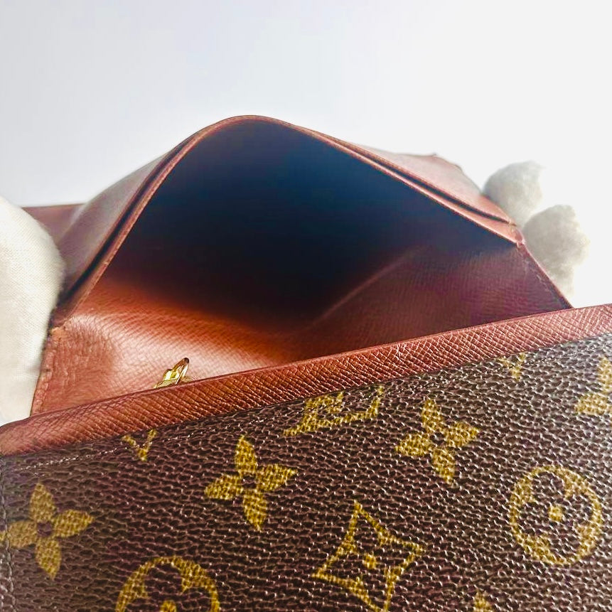 Louis Vuitton LV Monogram Logo GHW Porte Monnaie Tresor Flap Compact Bifold Wallet