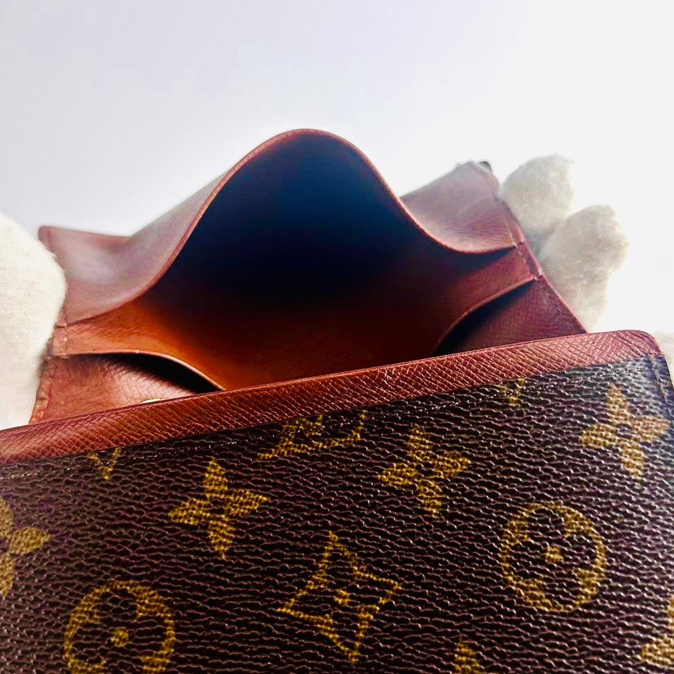 Louis Vuitton LV Monogram Logo GHW Porte Monnaie Tresor Flap Compact Bifold Wallet