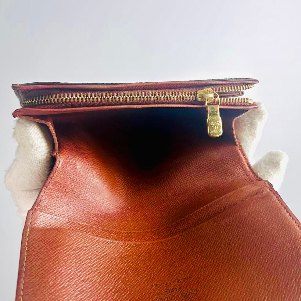Louis Vuitton LV Monogram Logo GHW Porte Monnaie Tresor Flap Compact Bifold Wallet