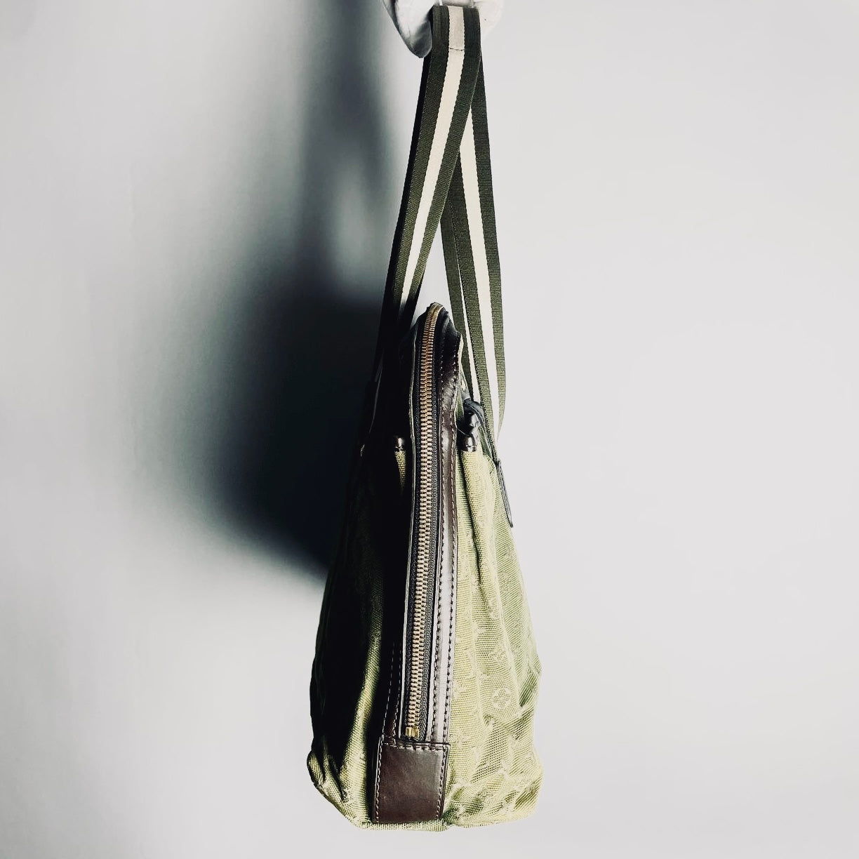 Louis Vuitton LV Khaki Mini Lin Mary Kate Besace Monogram Logo GHW Shoulder Shopper Tote Bag