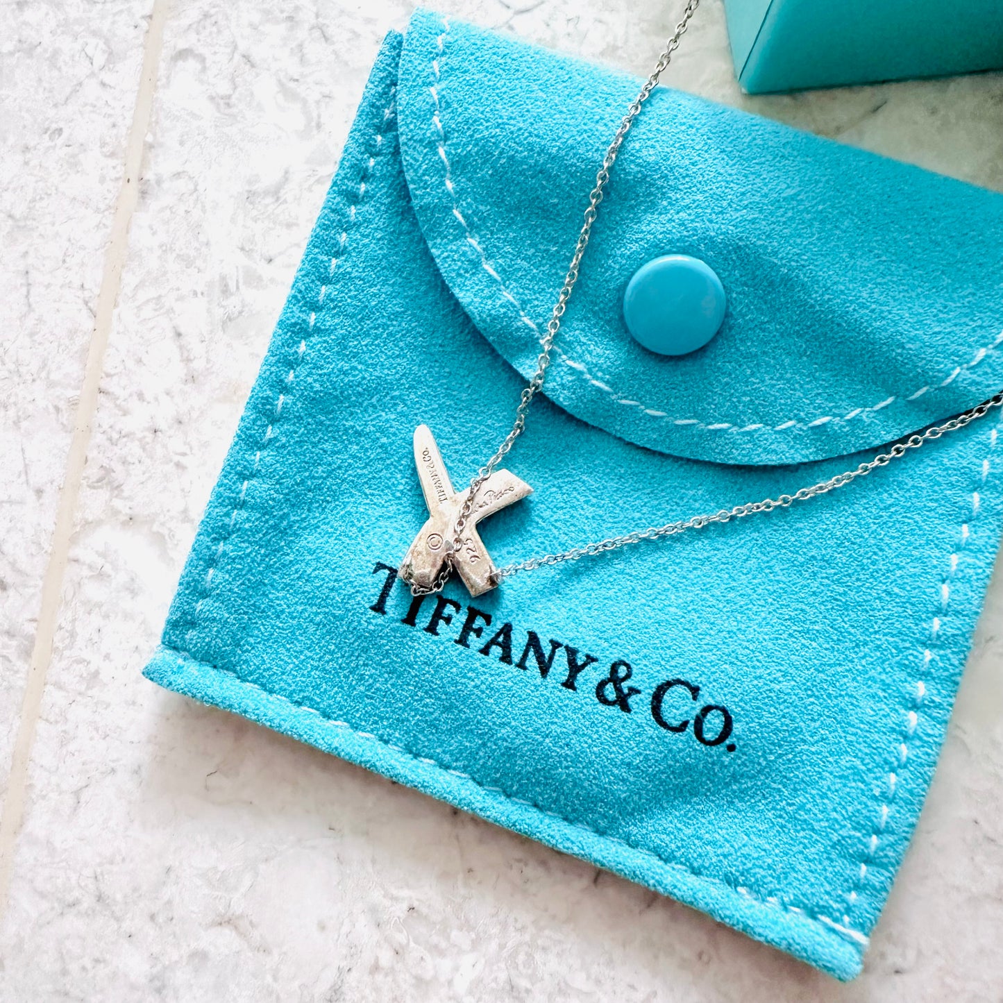 Tiffany & Co T&C Paloma Picasso Cross Pendant Classic 925 Sterling Silver Chain Necklace