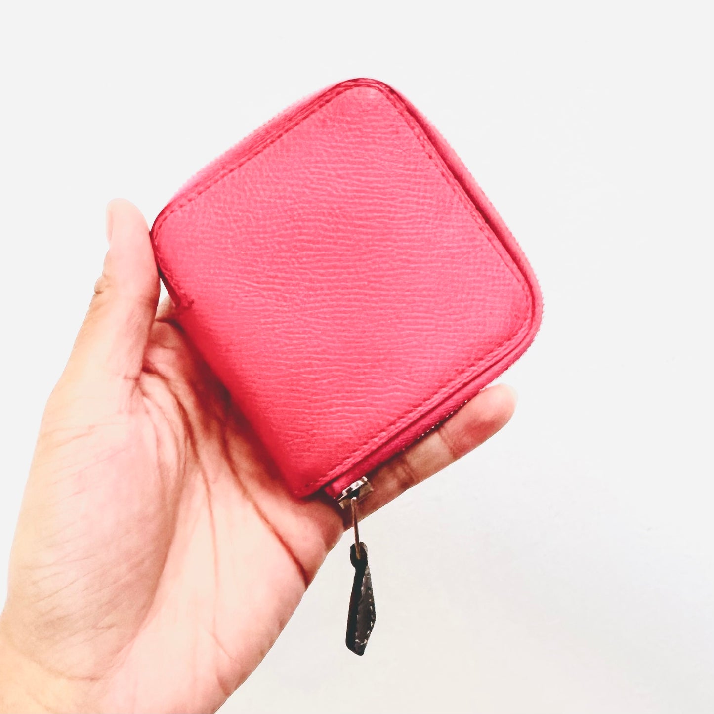 Hermes Mauve Rose Pink Azap Silk In Classic Classique Compact Zippy Zip Around Epsom Leather Change Coin Purse Wallet