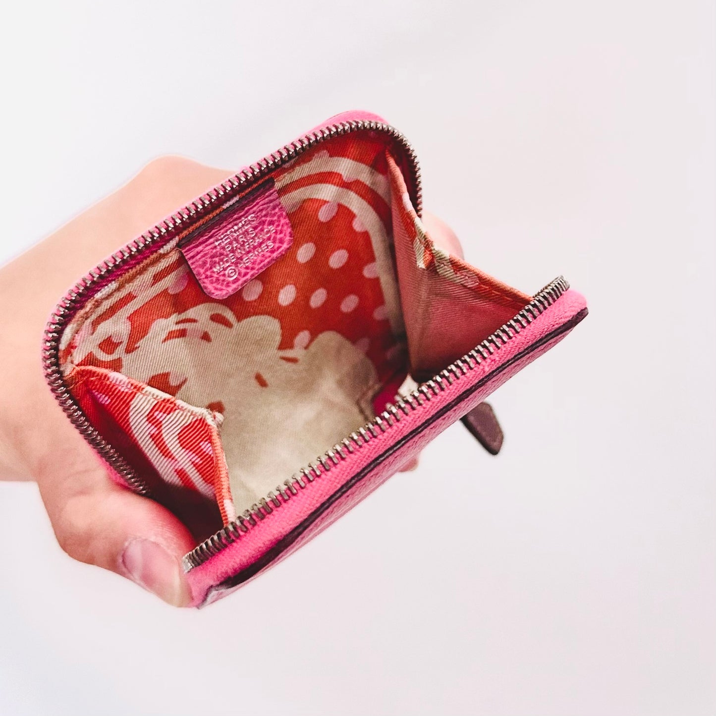 Hermes Mauve Rose Pink Azap Silk In Classic Classique Compact Zippy Zip Around Epsom Leather Change Coin Purse Wallet