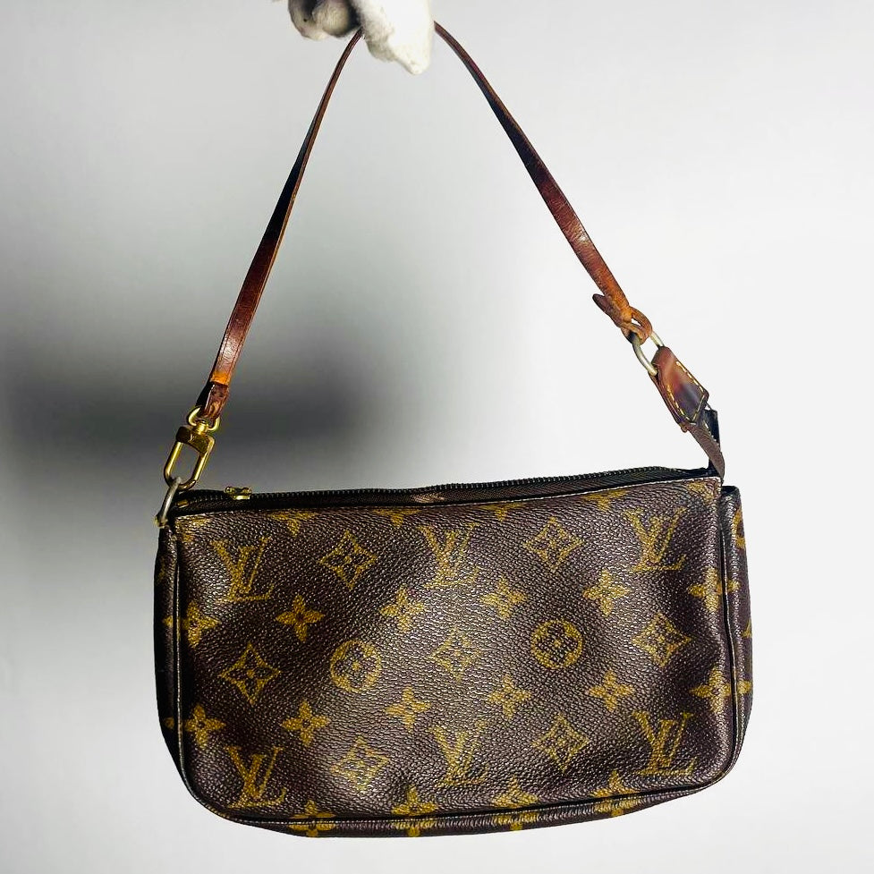 Louis Vuitton LV Monogram Logo GHW Shoulder Hobo Pochette Accessoires Accessories Bag