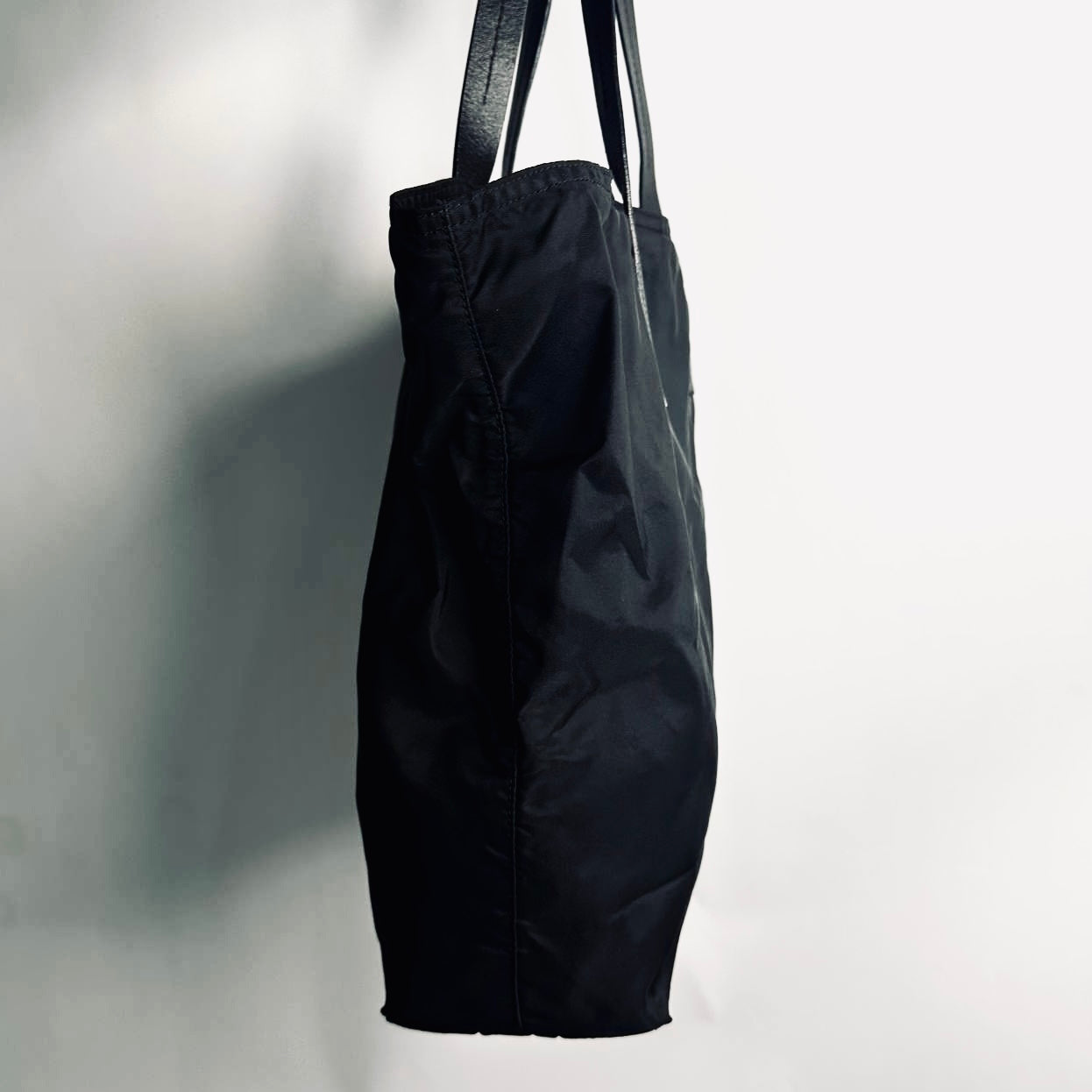 Prada Black Classic Tessuto Monogram Logo Nylon Shoulder Shopper Boston Tote Bag