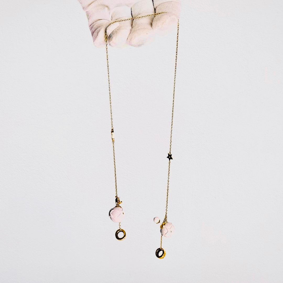 Christian Dior Tribales Pearl CD & Star Gold Classic Chain Monogram Logo Necklace