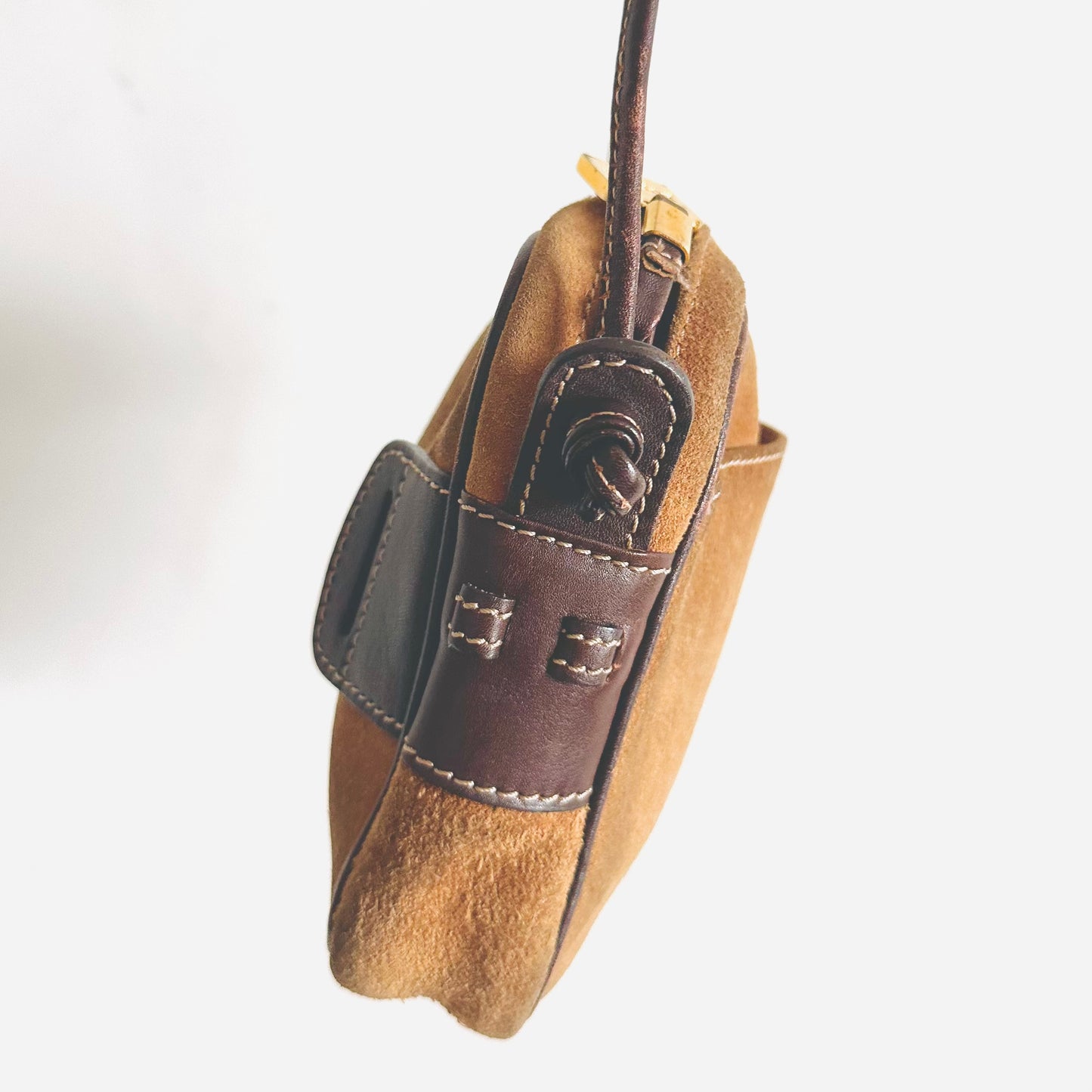 Loewe Caramel Brown GHW Suede Giant Anagram Logo Monogram Zip Shoulder Sling Bag