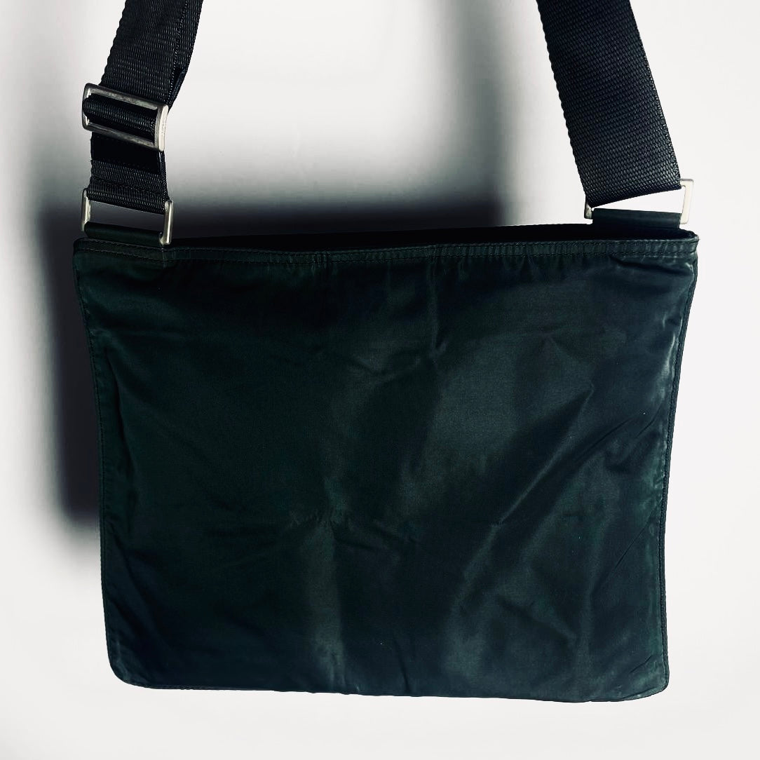 Prada Malachite Jade Classic Logo Tessuto Nylon & Leather Camera Shoulder Sling Bag