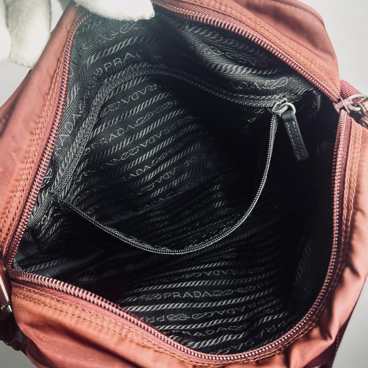 Prada Maroon Burgundy Red Tessuto Monogram Logo Nylon & Leather Camera Shoulder Sling Bag