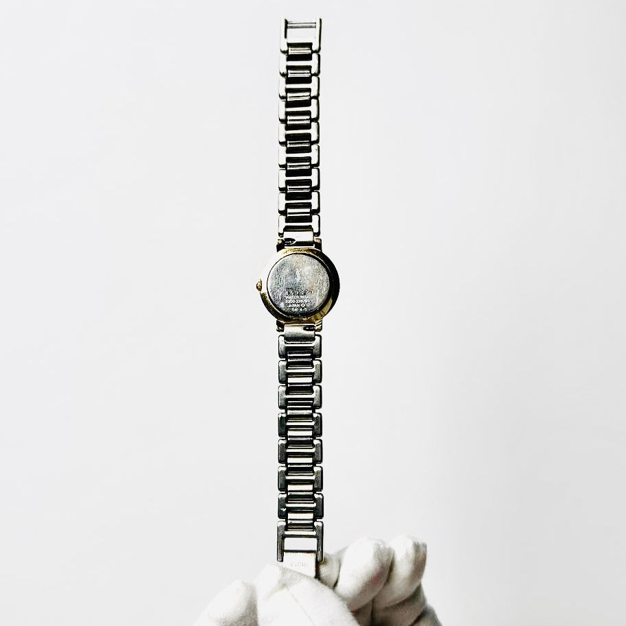 YSL Yves Saint Laurent Black Dial Roman Numerals Gold & Stainless Steel Round Two Tone Monogram Logo 25MM Quartz Watch