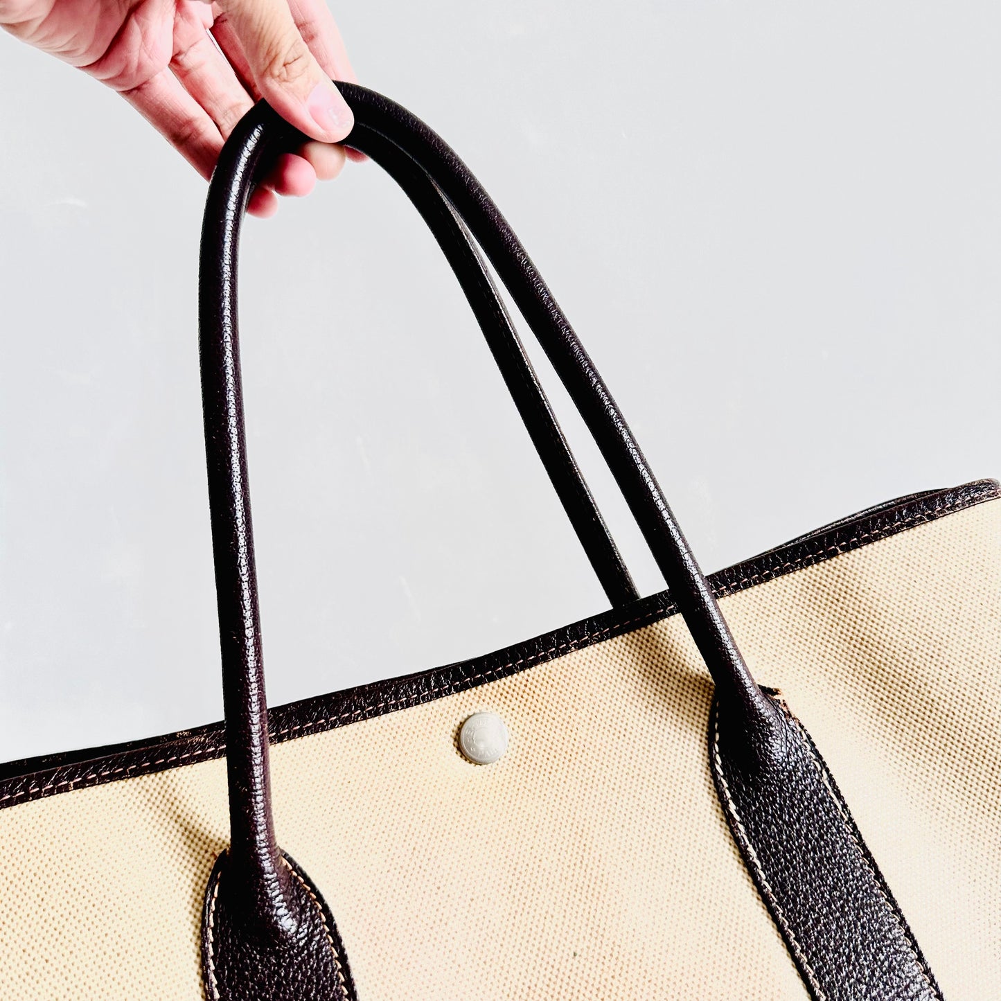 Hermes Garden Party 36 GP36 PM In Toile / Negonda Leather Tote Bag (Beige / Dark Brown)