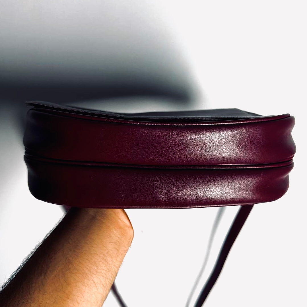 Cartier Must / Mast de Cartier Burgundy Maroon Red GHW Smooth Leather Full Flap Shoulder Sling Bag