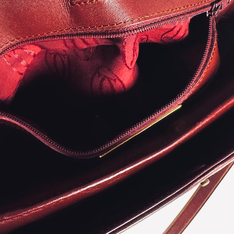 Cartier Must / Mast de Cartier Burgundy Maroon Red GHW Smooth Leather Full Flap Shoulder Sling Bag