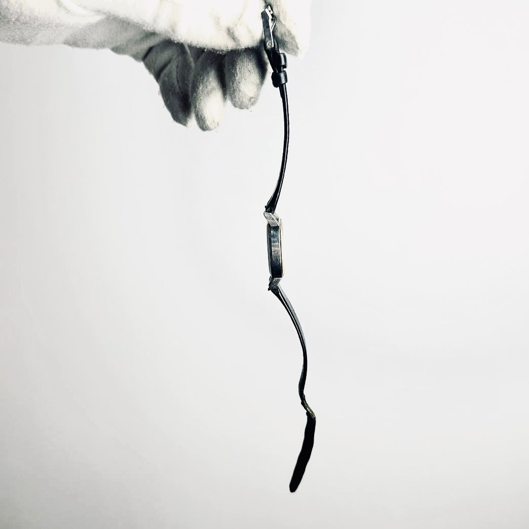 Omega De Ville White Oval Dial Stainless Steel Black Leather Strap 22MM Vintage Quartz Watch