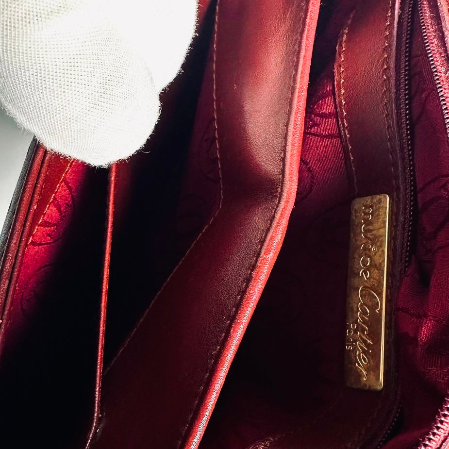 Cartier Must / Mast de Cartier Burgundy Maroon Red GHW Smooth Leather Full Flap Shoulder Sling Bag