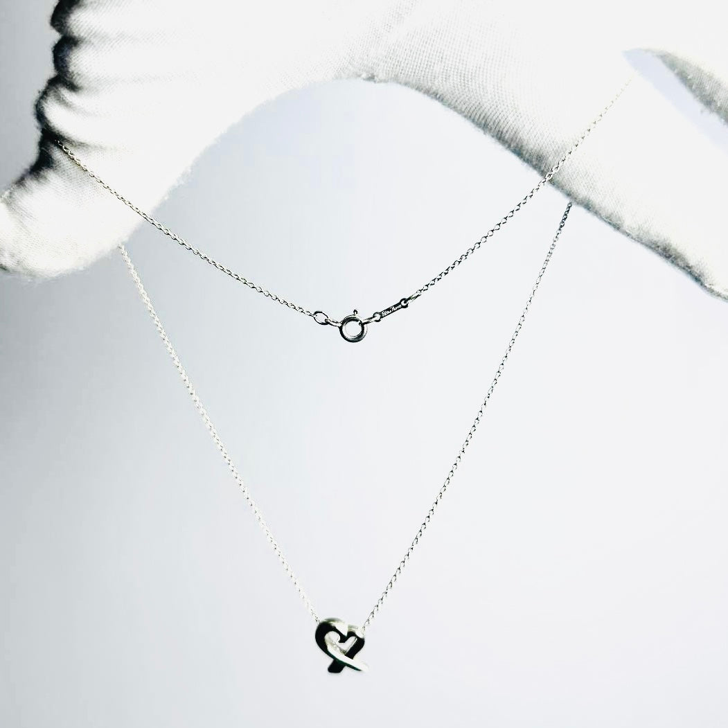 Tiffany & Co T&C Paloma Picasso Loving Heart Pendant Classic 925 Sterling Silver Chain Necklace