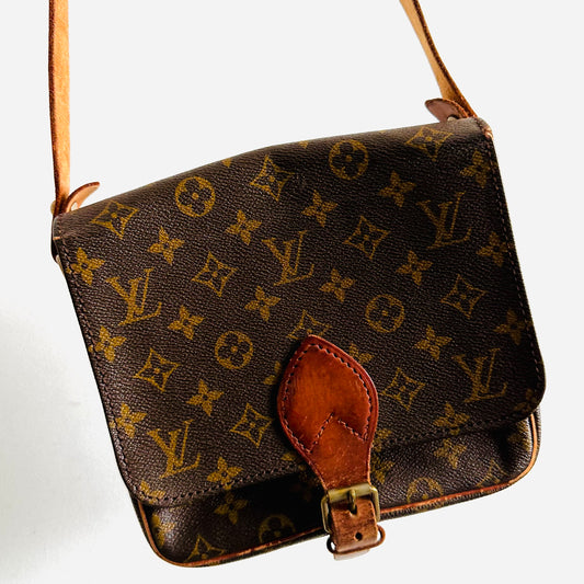 Louis Vuitton LV Cartouchiere Monogram Logo GHW Vintage Flap Shoulder Sling Bag