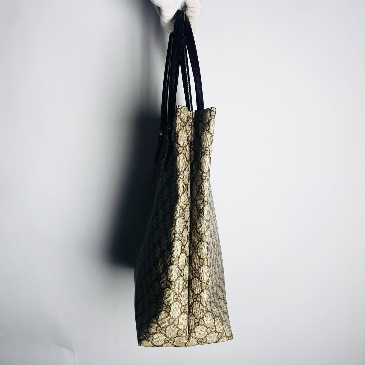 Gucci Beige Supreme GG Monogram Logo Tall Shopper Shoulder Tote Bag