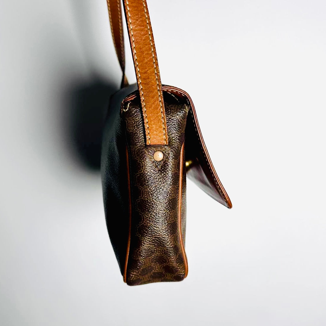 Celine Triomphe Macadam Monogram Logo GHW Vintage Half Flap Shoulder Sling Bag
