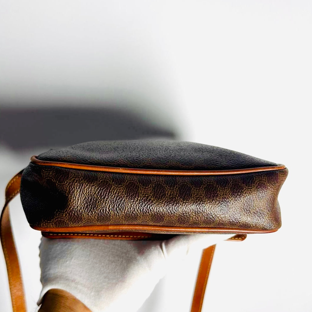 Celine Triomphe Macadam Monogram Logo GHW Vintage Half Flap Shoulder Sling Bag