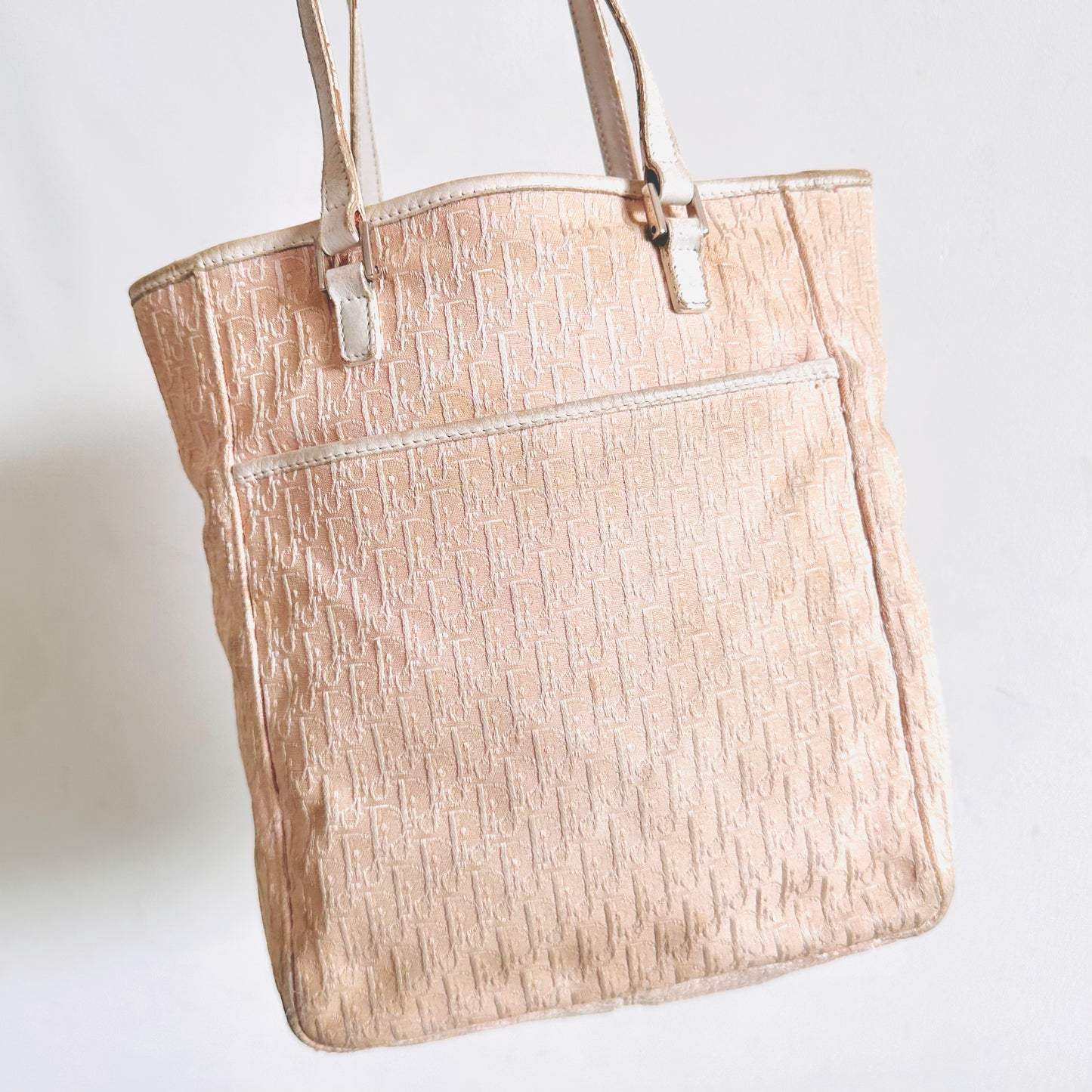 Christian Dior CD Pink Oblique Monogram Logo Shoulder Shopper Tote Bag