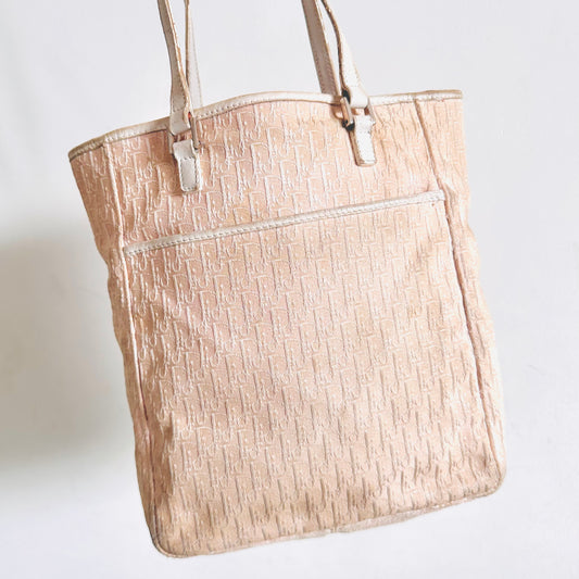 Christian Dior CD Pink Oblique Monogram Logo Shoulder Shopper Tote Bag