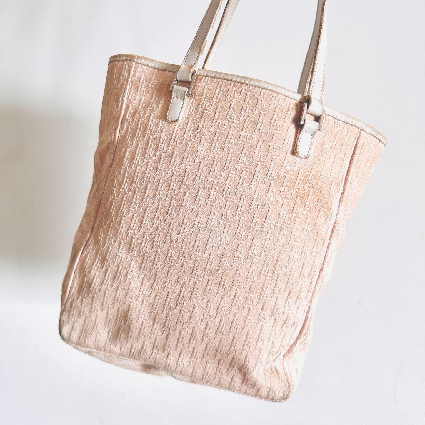 Christian Dior CD Pink Oblique Monogram Logo Shoulder Shopper Tote Bag
