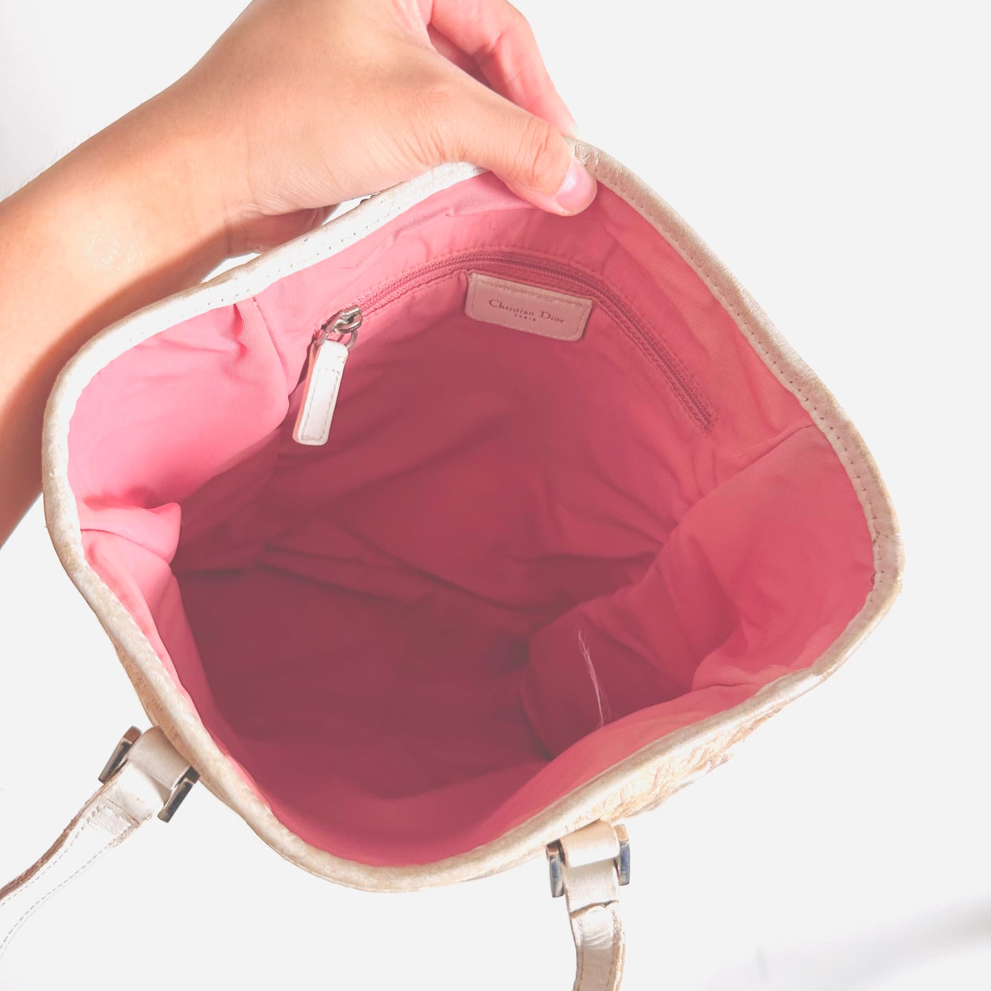 Christian Dior CD Pink Oblique Monogram Logo Shoulder Shopper Tote Bag