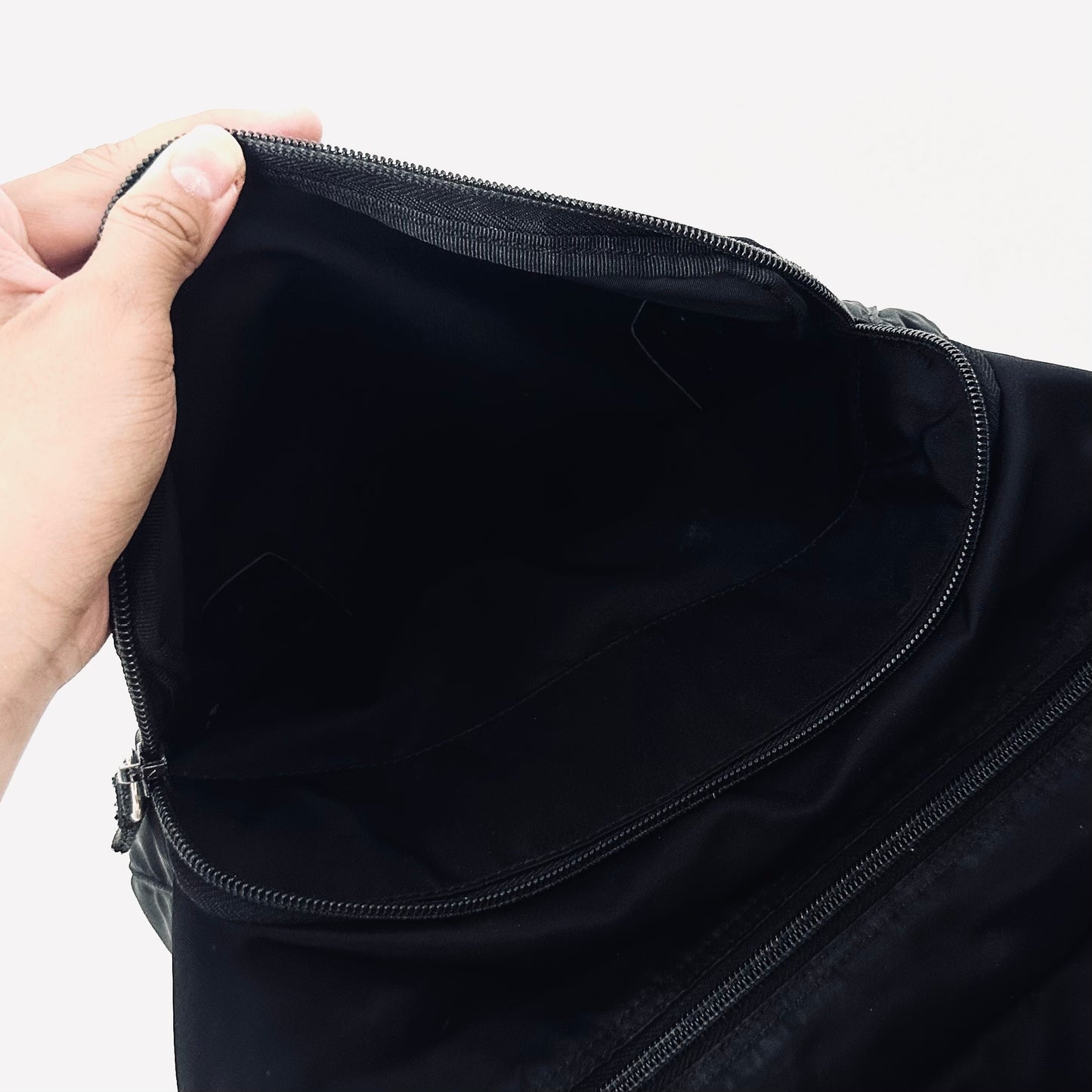 Prada Black Tessuto Monogram Logo Classic Flap Shoulder Sling Bag