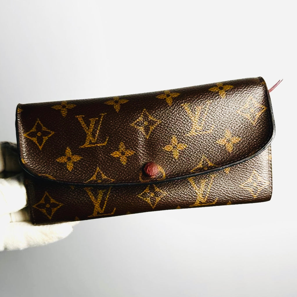 Louis Vuitton LV Emilie Monogram Logo / Pink Fuchsia GHW Flap Long Wallet