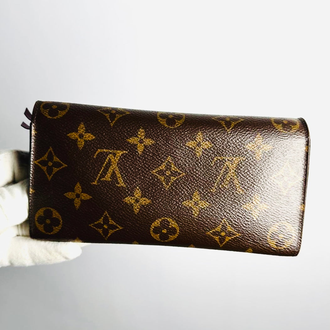 Louis Vuitton LV Emilie Monogram Logo / Pink Fuchsia GHW Flap Long Wallet