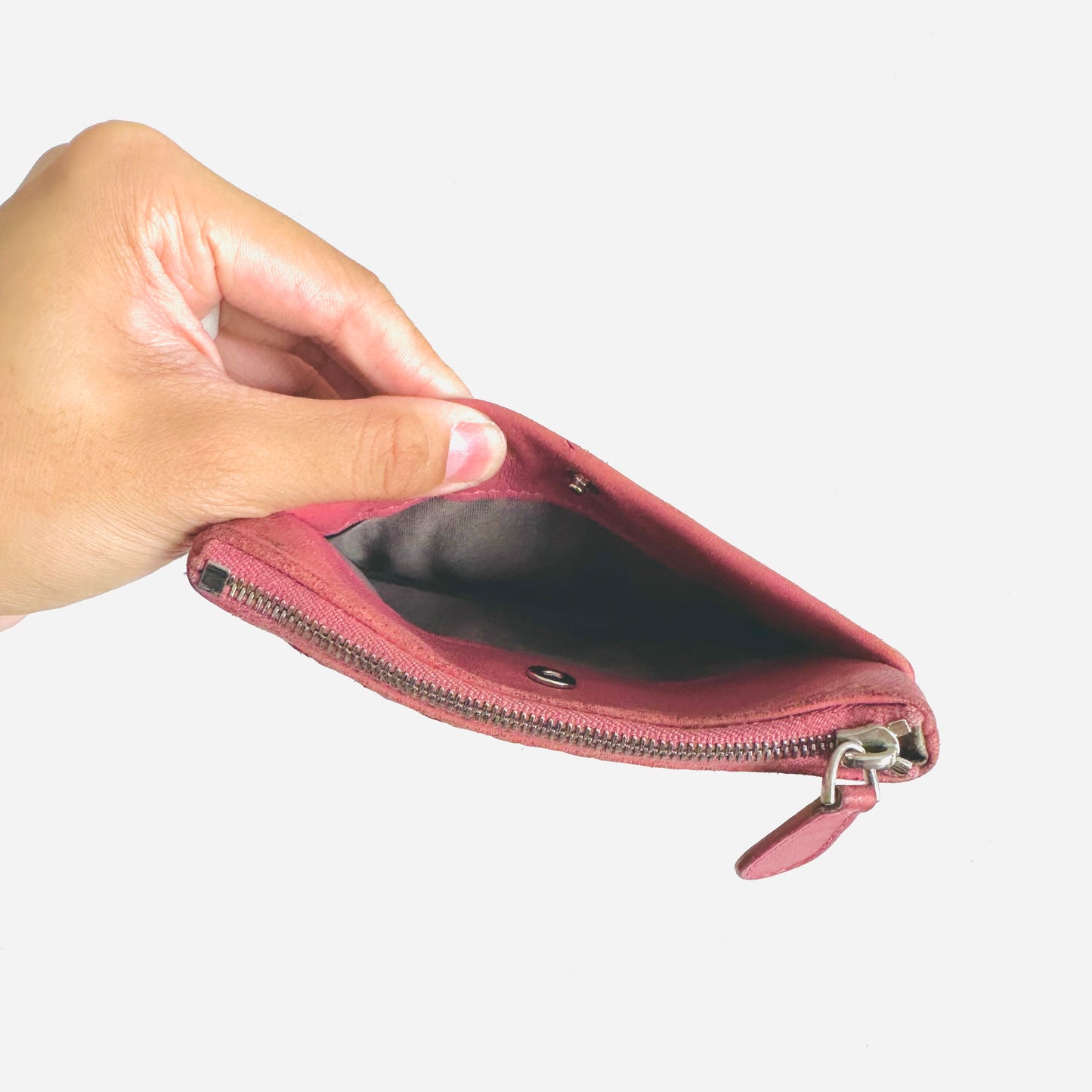 Bottega Veneta BV Rose Pink Intrecciato Nappa Woven Leather Zip Around Zippy Compact Wallet