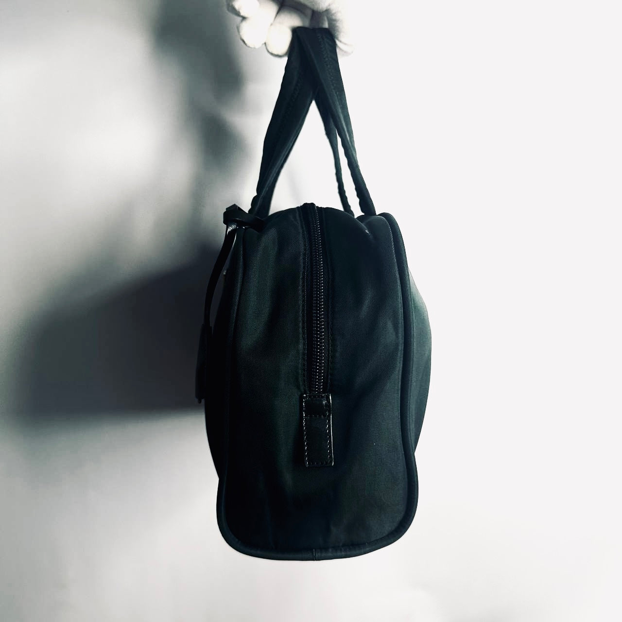 Prada Malachite Green Tessuto Sport Monogram Logo Nylon Structured Boston Bowling Shopper Tote Bag