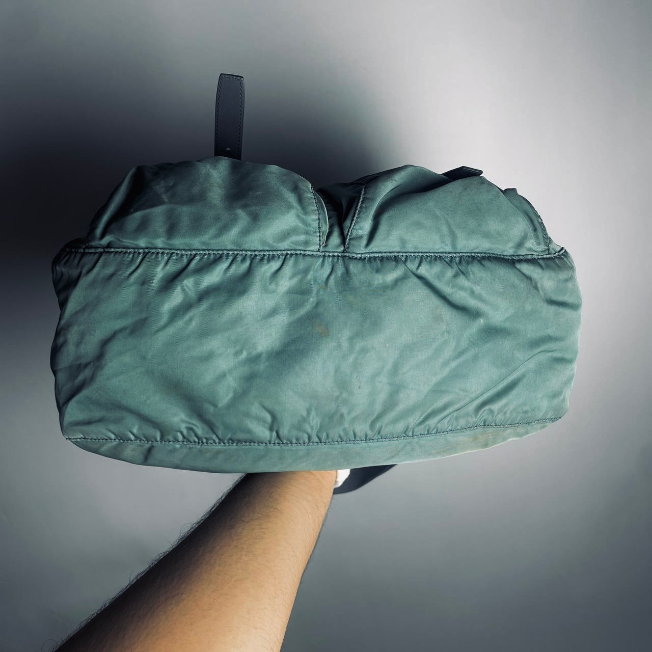 Prada Teal Green Tessuto Classic Monogram Logo Nylon & Leather Flap Shoulder Sling Bag