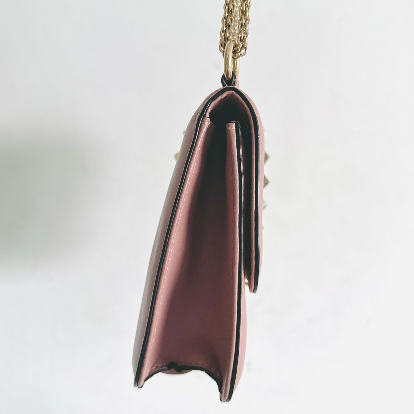 Valentino Rockstud Glam Lock Mauve Blush Pink GHW 2-Way Medium Flap Shoulder Sling Smooth Leather Bag