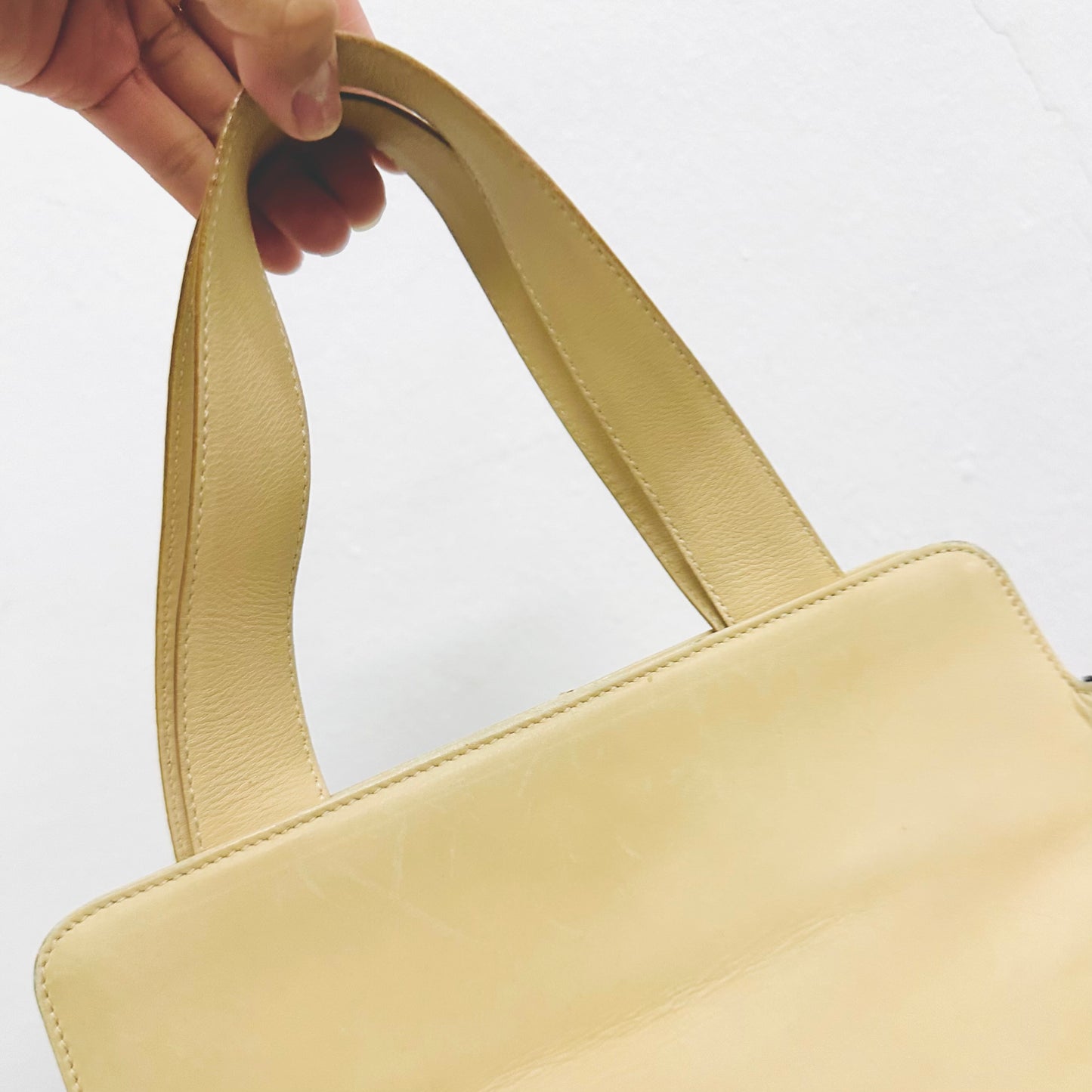Salvatore Ferragamo Beige Gancini Monogram Logo Flap Shoulder Tote Top Handle Bag