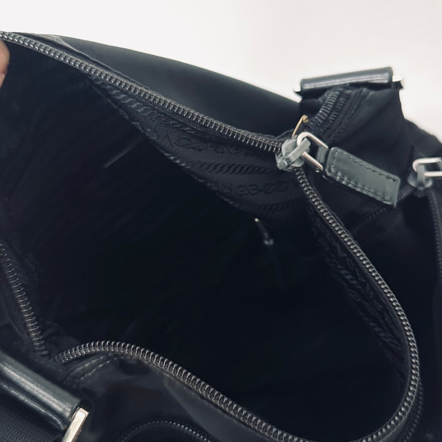 Prada Black Classic Logo Utility Vela Sport Nylon & Leather Camera Shoulder Sling Bag